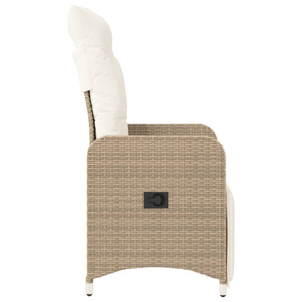 Justerbar trädgårdsstol med dynor beige konstrotting
