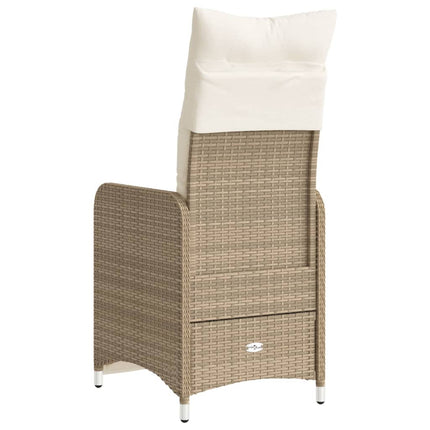 Justerbar trädgårdsstol med dynor beige konstrotting