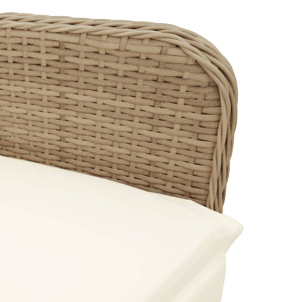 Justerbara trädgårdsstolar 2 st med bord beige konstrotting