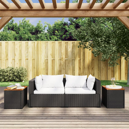 Trädgårdsbord 2 st svart 55x34x37cm konstrotting massivt trä