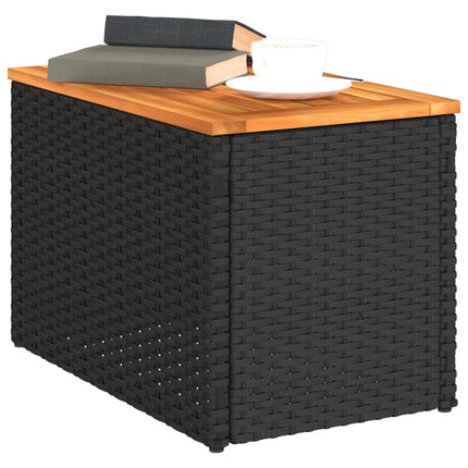 Trädgårdsbord 2 st svart 55x34x37cm konstrotting massivt trä