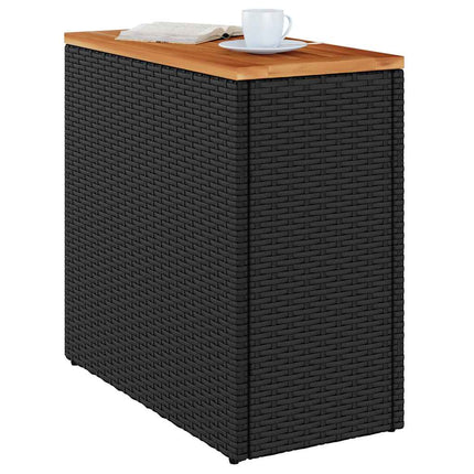 Sidobord för trädgården med träskiva svart 58x27,5x55 cm konstrotting