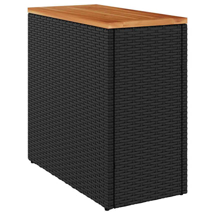 Sidobord för trädgården med träskiva svart 58x27,5x55 cm konstrotting