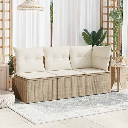 Soffa utan armstöd för trädgården med dynor beige konstrotting