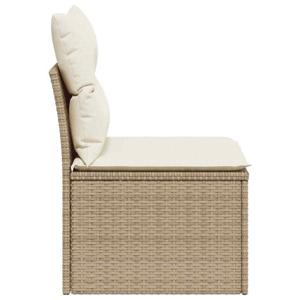 Soffa utan armstöd för trädgården med dynor beige konstrotting