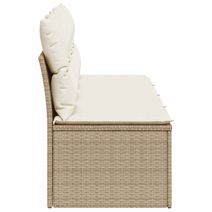 Trädgårdssoffa 4-sits med dynor konstrotting beige