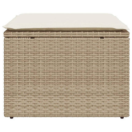 Trädgårdspall med dyna beige 55x55x37 cm konstrotting