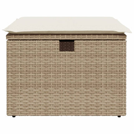 Trädgårdspall med dyna beige 55x55x37 cm konstrotting