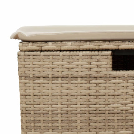 Trädgårdspall med dyna beige 55x55x37 cm konstrotting