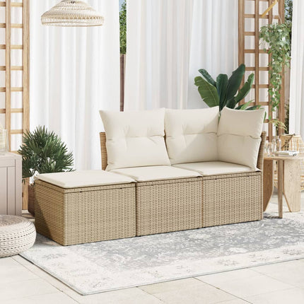 Trädgårdspall med dyna beige 55x55x37 cm konstrotting
