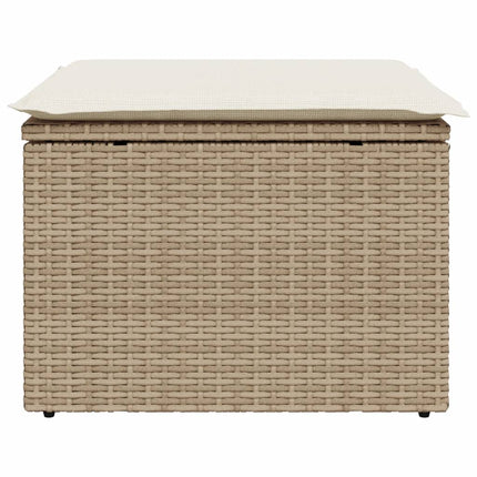 Trädgårdspall med dyna beige 55x55x37 cm konstrotting