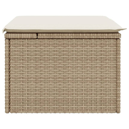 Trädgårdspall med dyna beige 55x55x37 cm konstrotting
