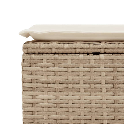 Trädgårdspall med dyna beige 55x55x37 cm konstrotting
