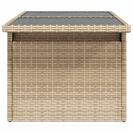 Trädgårdsbord med glasskiva beige 100x55x73 cm konstrotting