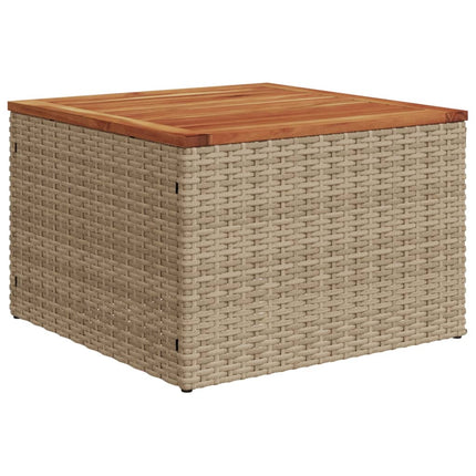 Trädgårdsbord beige 55x55x37 cm konstrotting och akaciaträ