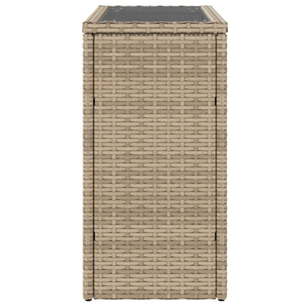 Trädgårdsbord med glasskiva beige 58x27,5x55 cm konstrotting
