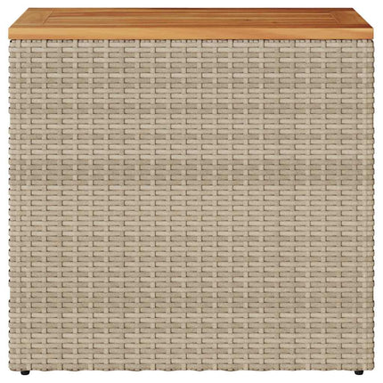 Trädgårdsbord med träskiva beige 58x27,5x55 cm konstrotting