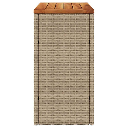 Trädgårdsbord med träskiva beige 58x27,5x55 cm konstrotting
