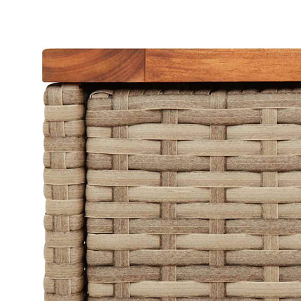 Trädgårdsbord med träskiva beige 58x27,5x55 cm konstrotting