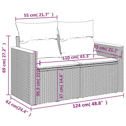 Trädgårdssoffa 2-sits med dynor konstrotting beige