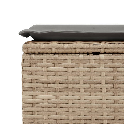 Trädgårdspall med dyna beige 55x55x37 cm konstrotting