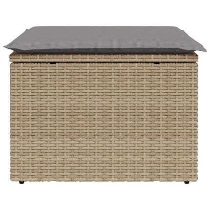 Trädgårdspall med dyna beige 55x55x37 cm konstrotting