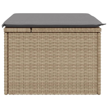 Trädgårdspall med dyna beige 55x55x37 cm konstrotting