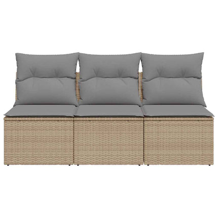 Trädgårdssoffa 3-sits med dynor konstrotting beige