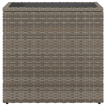 Trädgårdsbord med glasskiva grå 58x27,5x55 cm konstrotting
