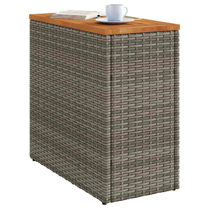 Trädgårdsbord med träskiva grå 58x27,5x55 cm konstrotting