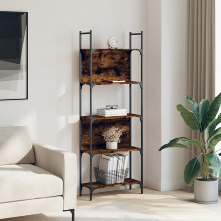 Bokhylla 5 hyllplan rökfärgad ek 60,5x24x166,5 cm
