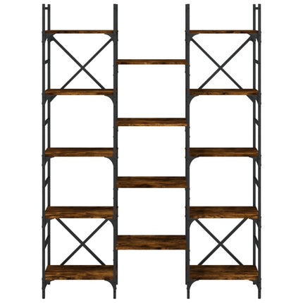 Bokhylla rökfärgad ek 127,5x28,5x172,5 cm konstruerat trä