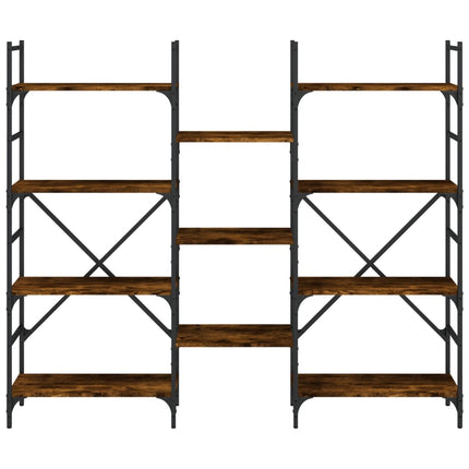 Bokhylla rökfärgad ek 160x28,5x136,5 cm konstruerat trä