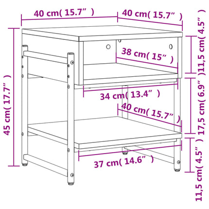 Soffbord rökfärgad ek 40x40x45 cm konstruerat trä