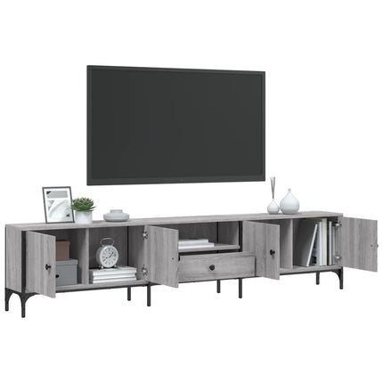 Tv-bänk med låda grå sonoma 200x25x44 cm konstruerat trä