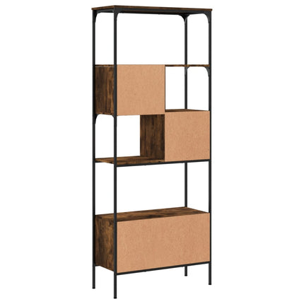 Bokhylla 5 hyllplan rökfärgad ek 76x33x188,5 cm konstruerat trä