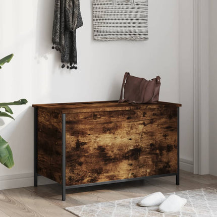 Förvaringsbänk rökfärgad ek 80x42,5x50 cm konstruerat trä