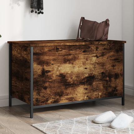 Förvaringsbänk rökfärgad ek 80x42,5x50 cm konstruerat trä