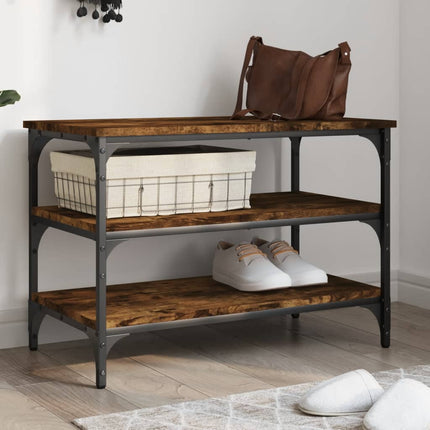 Skobänk rökfärgad ek 70x38,5x49 cm konstruerat trä