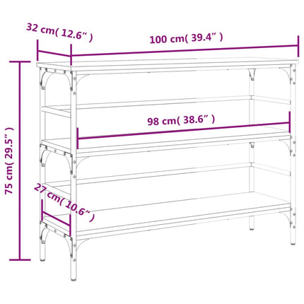 Avlastningsbord brun ek 100x32x75 cm konstruerat trä