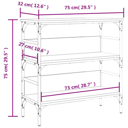 Avlastningsbord rökfärgad ek 75x32x75 cm konstruerat trä