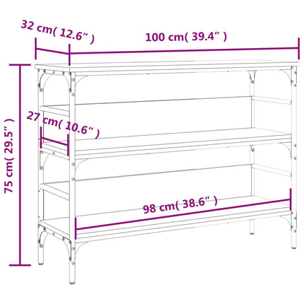 Avlastningsbord rökfärgad ek 100x32x75 cm konstruerat trä