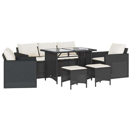 Loungegrupp med dynor 6 delar svart konstrotting