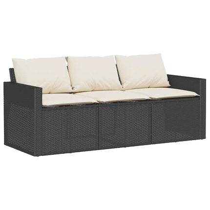 Loungegrupp med dynor 6 delar svart konstrotting