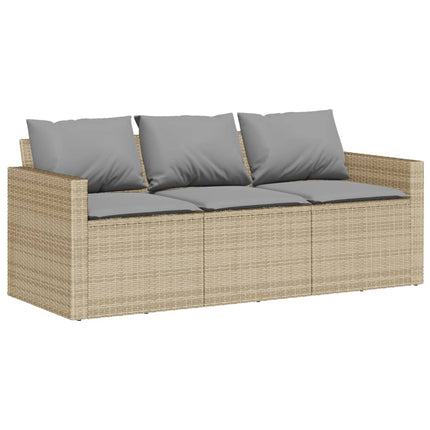 Soffgrupp för trädgården med dynor 6 delar beige konstrotting