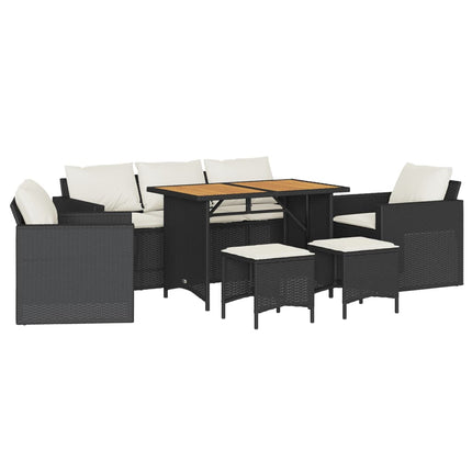 Loungegrupp med dynor 6 delar svart konstrotting
