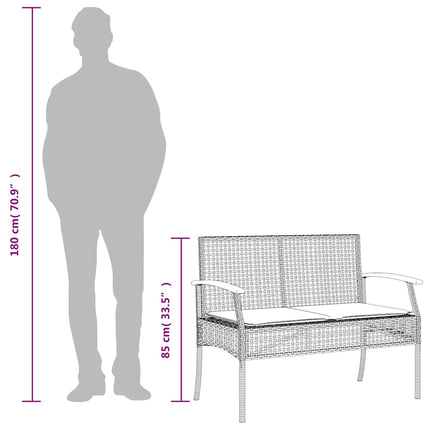 Matgrupp för trädgården 3 delar med dynor beige konstrotting