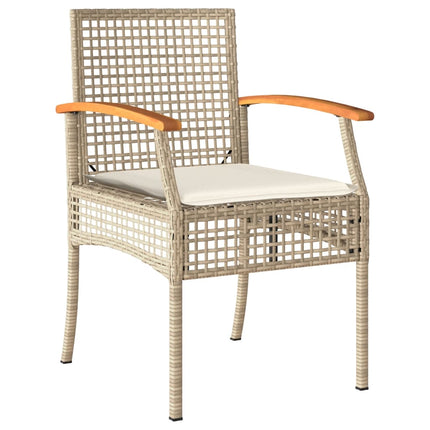 Matgrupp för trädgården med dynor 5 delar beige konstrotting