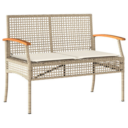 Matgrupp för trädgården med dynor 5 delar beige konstrotting