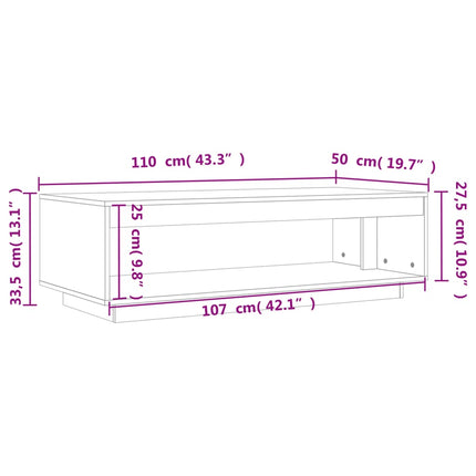 Soffbord vaxbrun 110x50x33,5 cm massiv furu